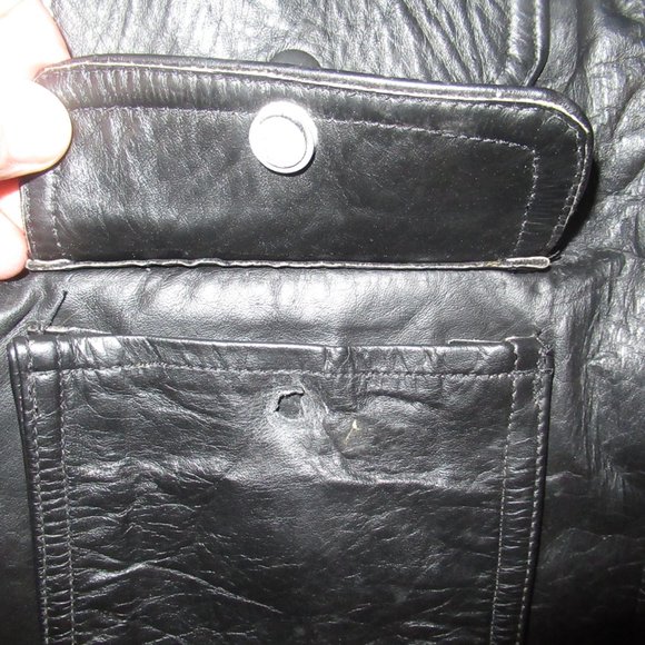 Men's NYC Tino Trevino Leather Den Black Leather Zip-Front Shirt Vest Size L - Picture 10 of 12